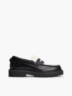Archive Leather Contrast Penny Loafers — Black 1
