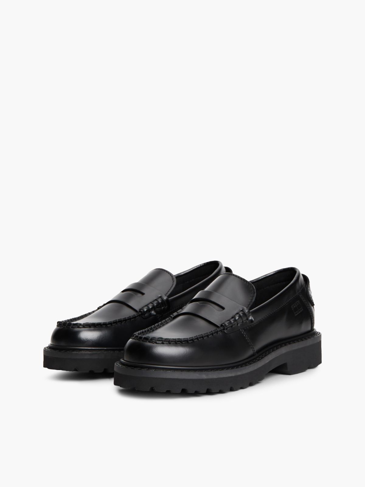 Archive Leather Contrast Penny Loafers — Black