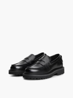 Archive Leather Contrast Penny Loafers — Black 2