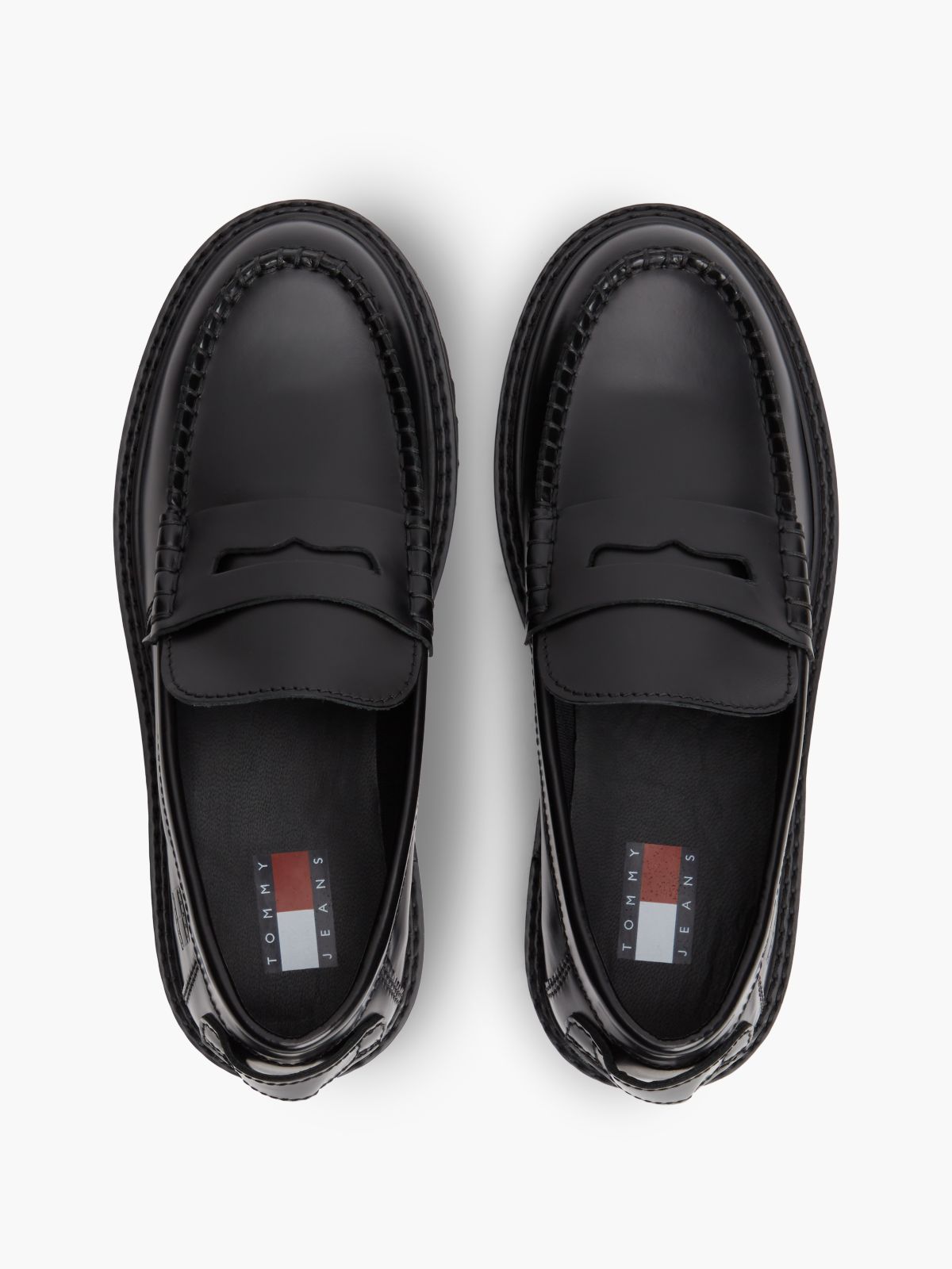 Archive Leather Contrast Penny Loafers — Black