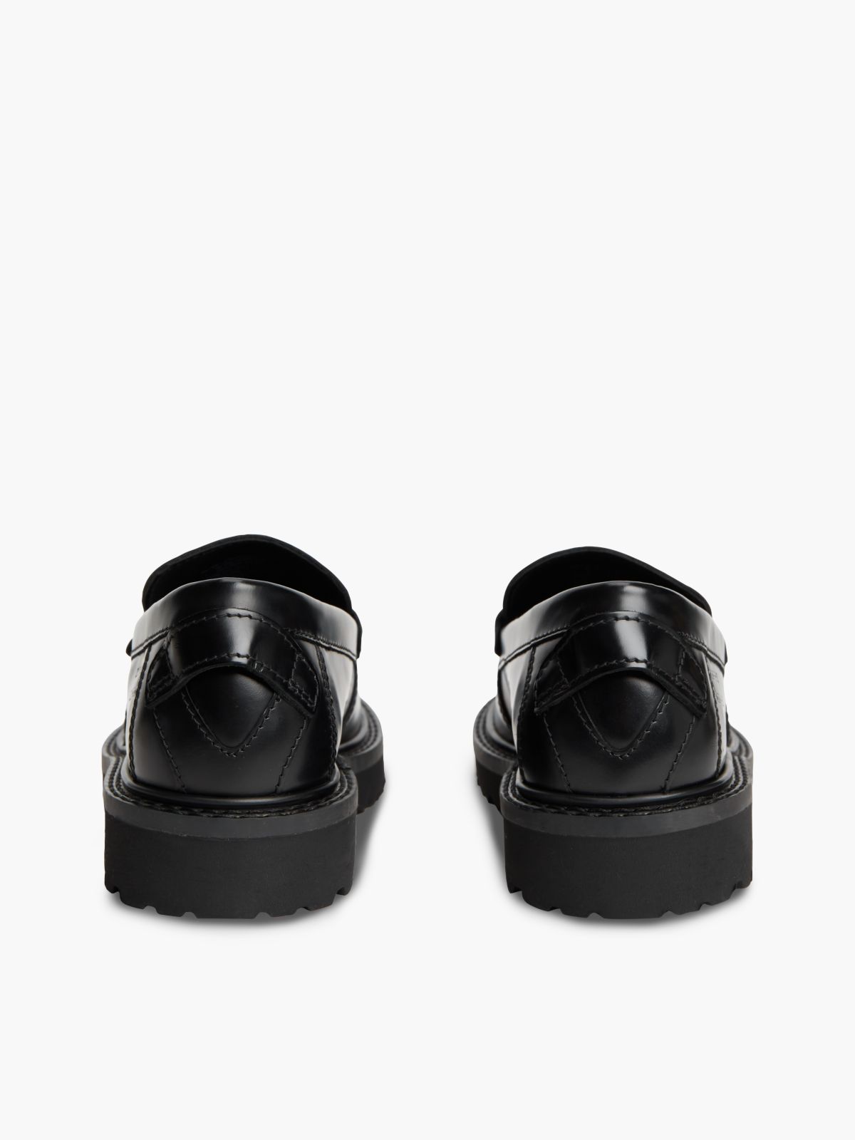 Archive Leather Contrast Penny Loafers — Black
