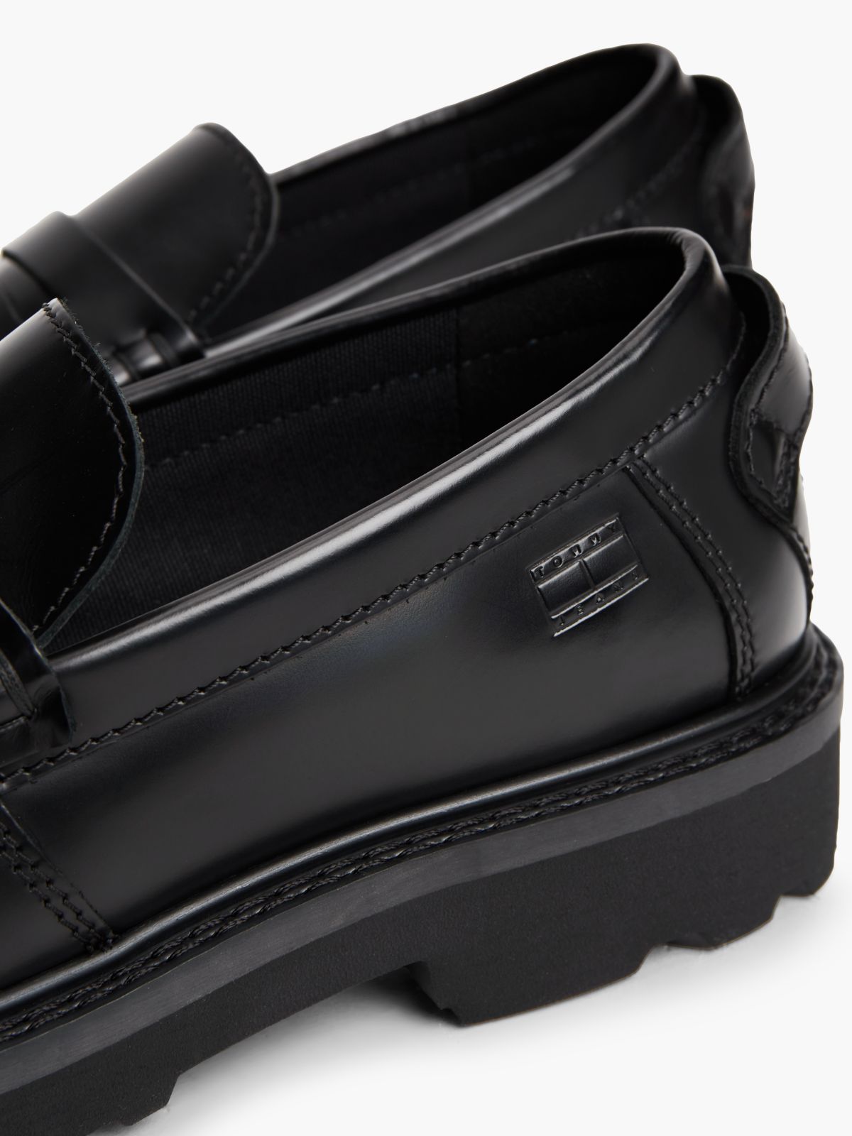 Archive Leather Contrast Penny Loafers — Black