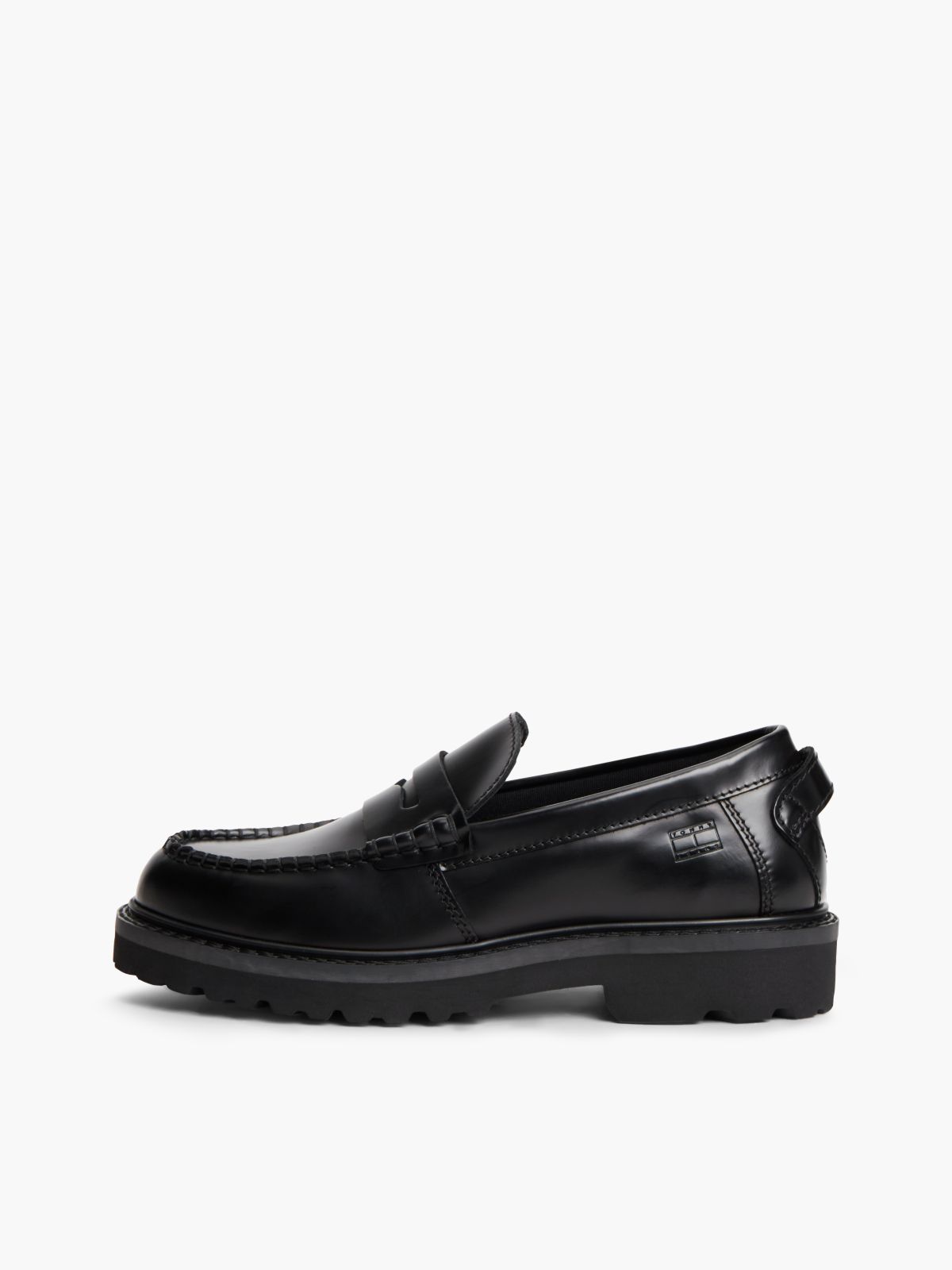 Archive Leather Contrast Penny Loafers — Black