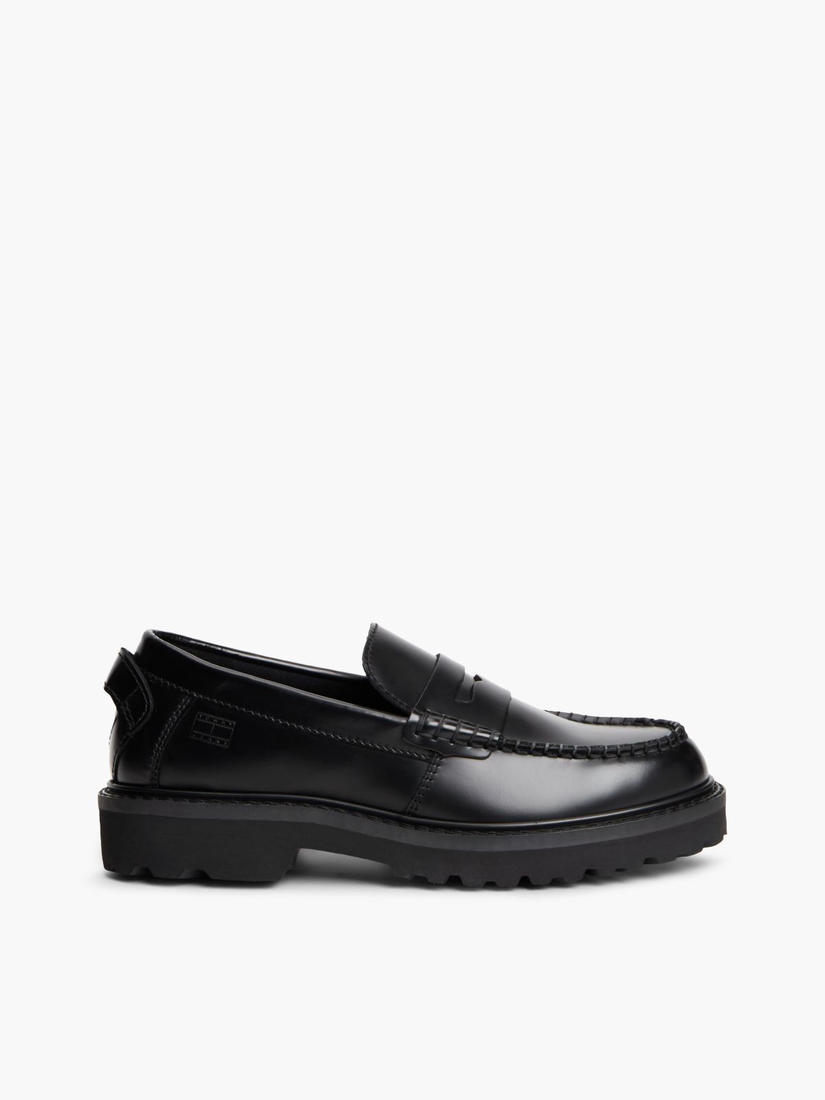 Archive Leather Contrast Penny Loafers — Black
