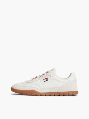 weiß leder-sneaker mit niedrigem profil für damen - tommy jeans