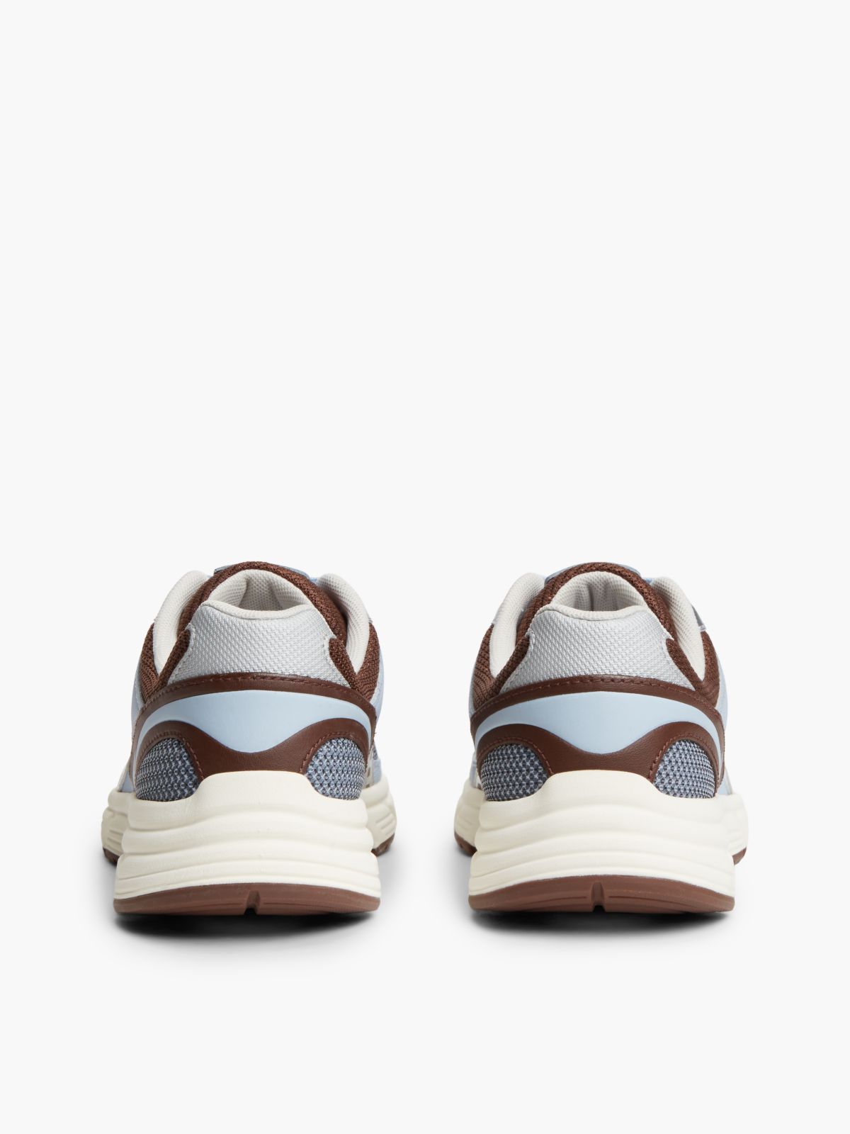 Logo Mixed Texture Trainers — Blue