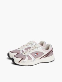 Logo Mixed Texture Trainers — Pink 2