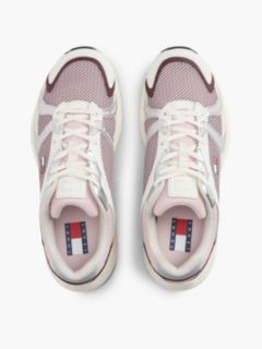 Logo Mixed Texture Trainers — Pink 3