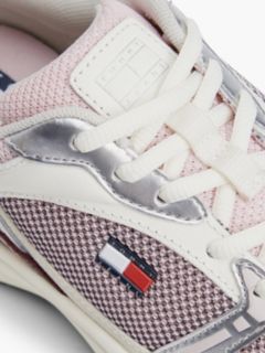 Logo Mixed Texture Trainers — Pink 6