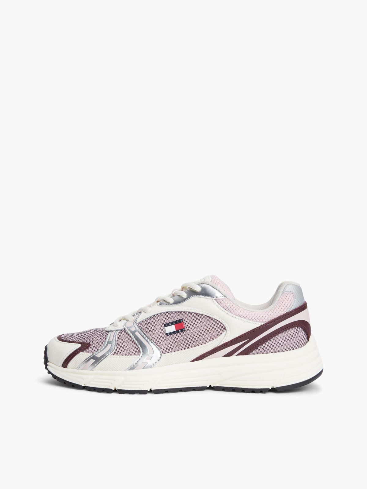 Logo Mixed Texture Trainers — Pink
