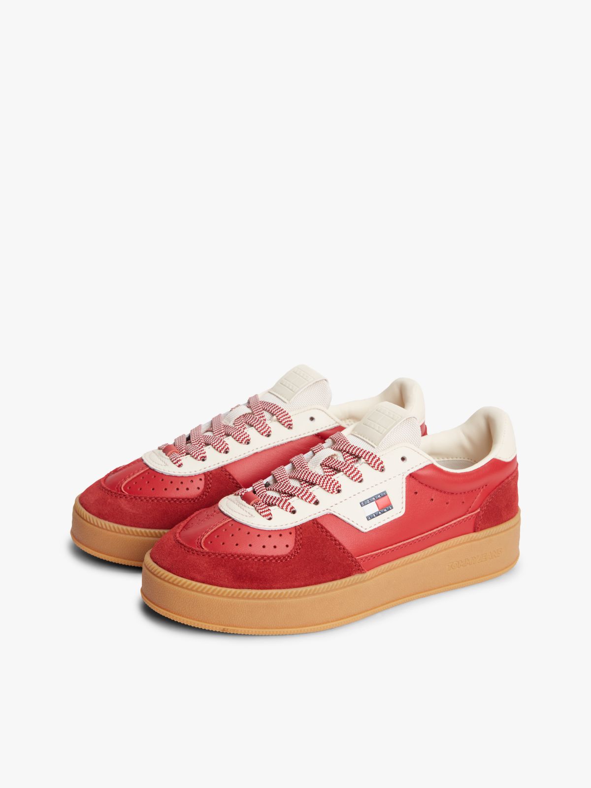 The Greenwich Leather Chunky Cupsole Trainers — Red
