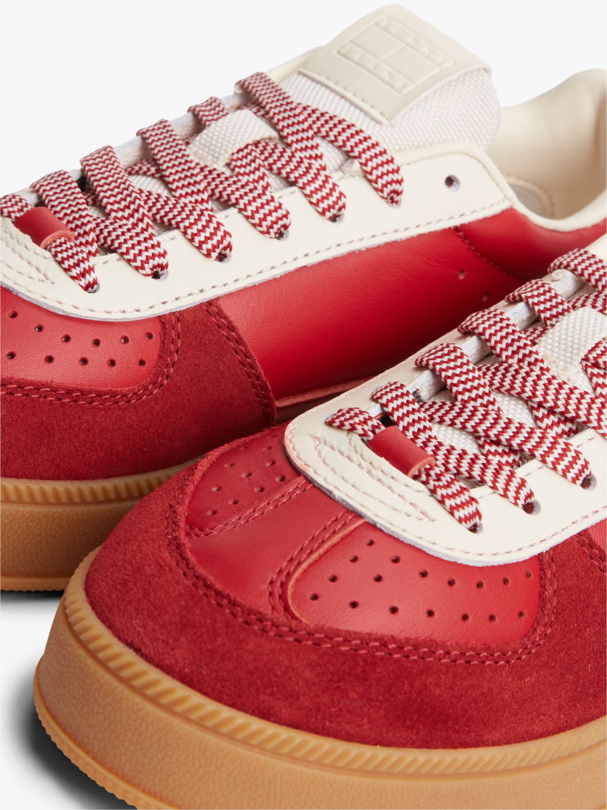 The Greenwich Leather Chunky Cupsole Trainers — Red