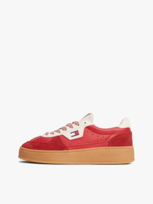 red the greenwich leather chunky cupsole trainers for women tommy jeans