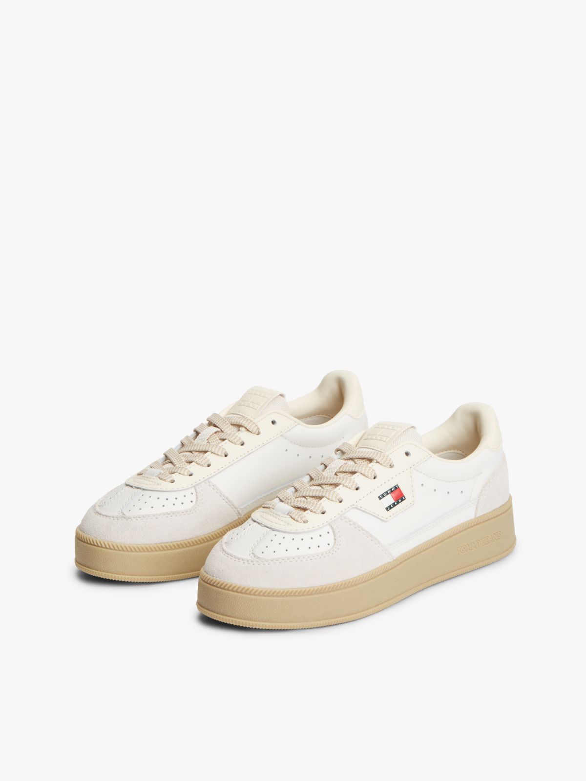 The Greenwich Leather Chunky Cupsole Trainers — Beige