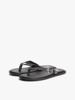 Leather Buckle Flip-Flops — Black 2