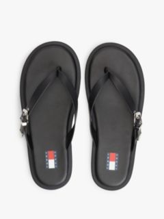 Leather Buckle Flip-Flops — Black 3