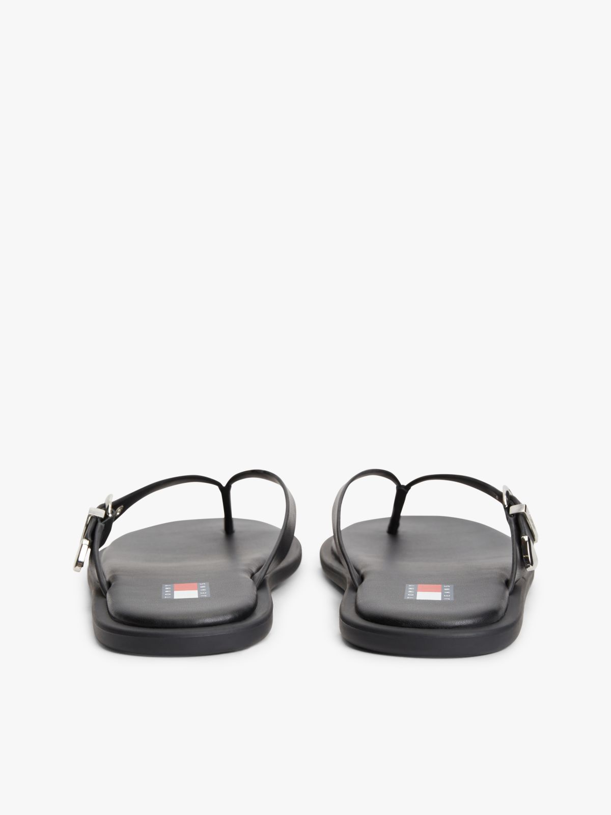 Leather Buckle Flip-Flops — Black