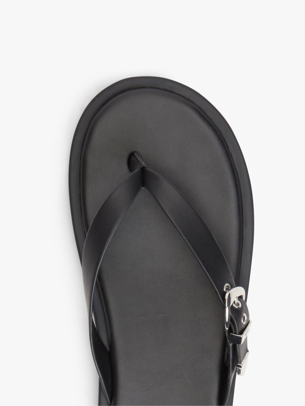 Leather Buckle Flip-Flops — Black