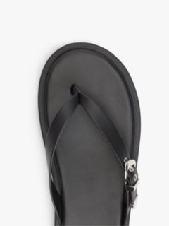 Leather Buckle Flip-Flops — Black 6