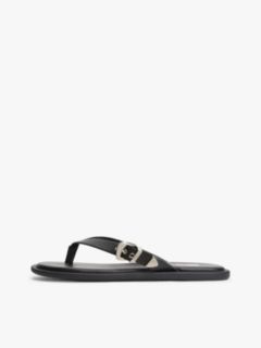 Leather Buckle Flip-Flops — Black 7