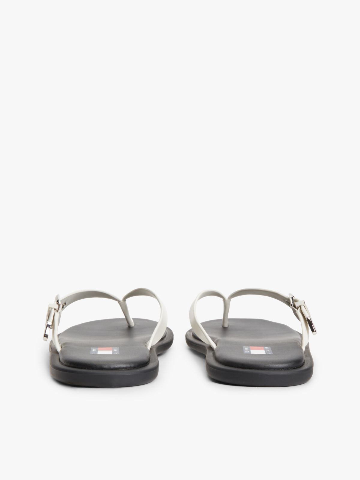 Leather Buckle Flip-Flops — White
