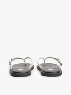 Leather Buckle Flip-Flops — White 4