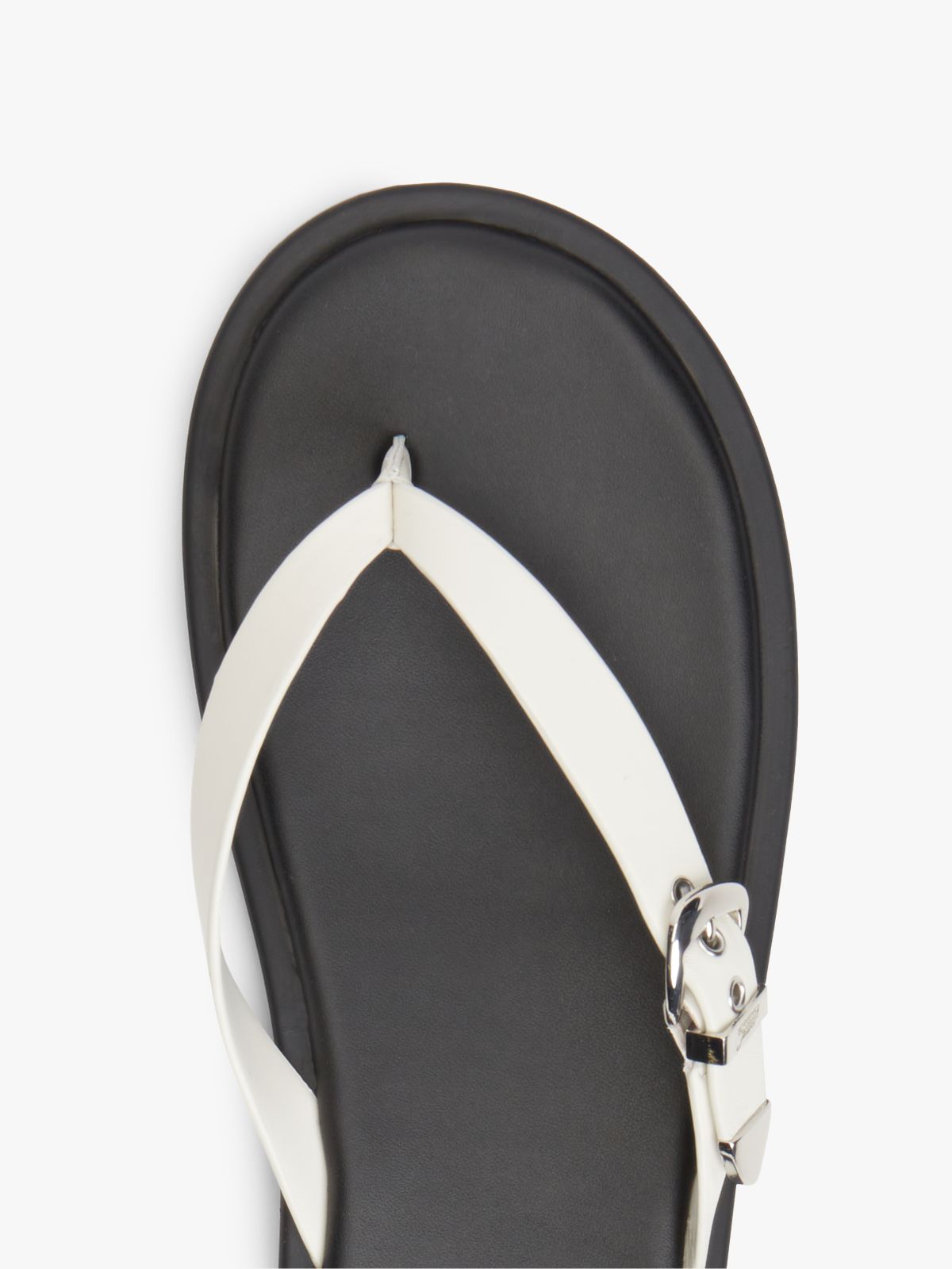 Leather Buckle Flip-Flops — White