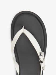 Leather Buckle Flip-Flops — White 6