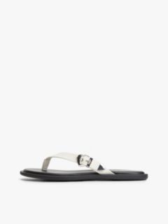 Leather Buckle Flip-Flops — White 7