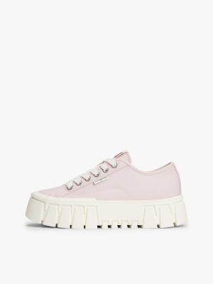pink logo platform trainers for women tommy jeans