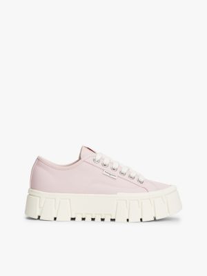 pink logo platform trainers for women tommy jeans