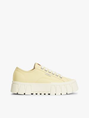 yellow logo platform trainers for women tommy jeans
