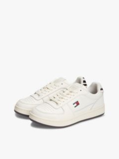 Zebra Heel Leather Archive Court Trainers — White 2
