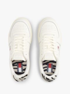 Zebra Heel Leather Archive Court Trainers — White 3