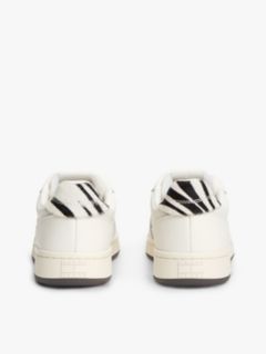 Zebra Heel Leather Archive Court Trainers — White 4