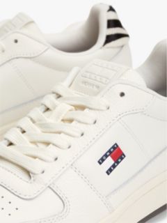 Zebra Heel Leather Archive Court Trainers — White 6