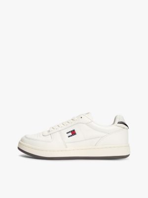 white zebra heel leather archive court trainers for women tommy jeans