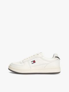 Zebra Heel Leather Archive Court Trainers — White 7