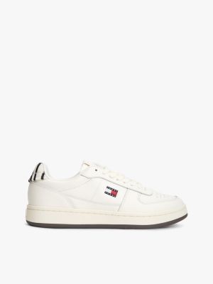 white zebra heel leather archive court trainers for women tommy jeans