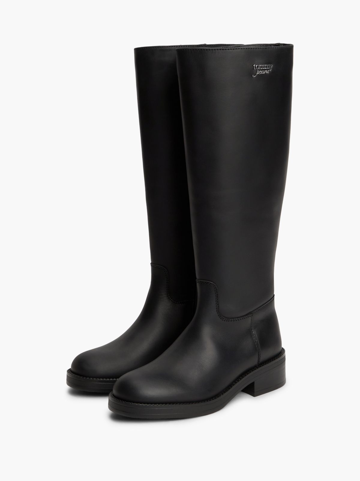 Leather Soft Sole Knee-High Boots — Black