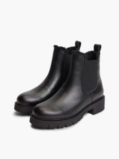 Leather Warm Lined Cleat Chelsea Boots — Black 2