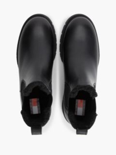 Leather Warm Lined Cleat Chelsea Boots — Black 3