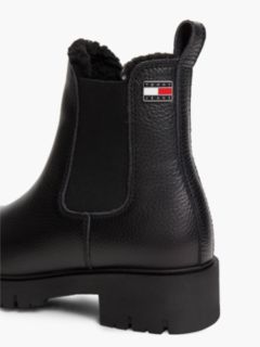 Leather Warm Lined Cleat Chelsea Boots — Black 6