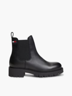 Leather Warm Lined Cleat Chelsea Boots — Black 1