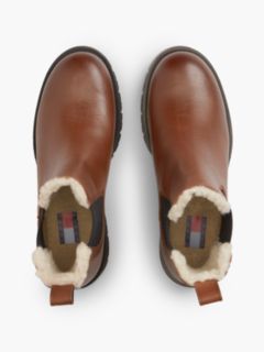 Leather Warm Lined Cleat Chelsea Boots — Brown 3