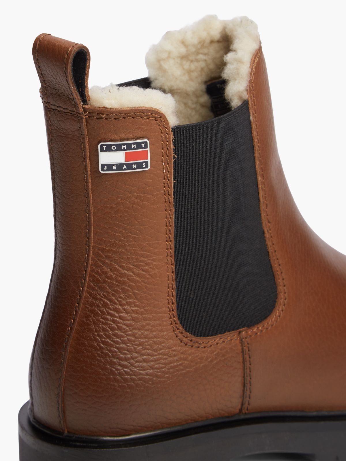 Leather Warm Lined Cleat Chelsea Boots — Brown