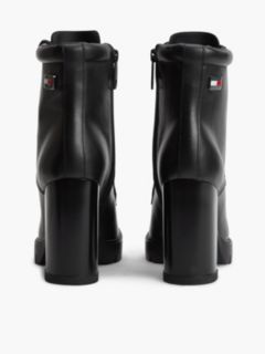 Leather High Block Heel Lace-Up Boots — Black 4