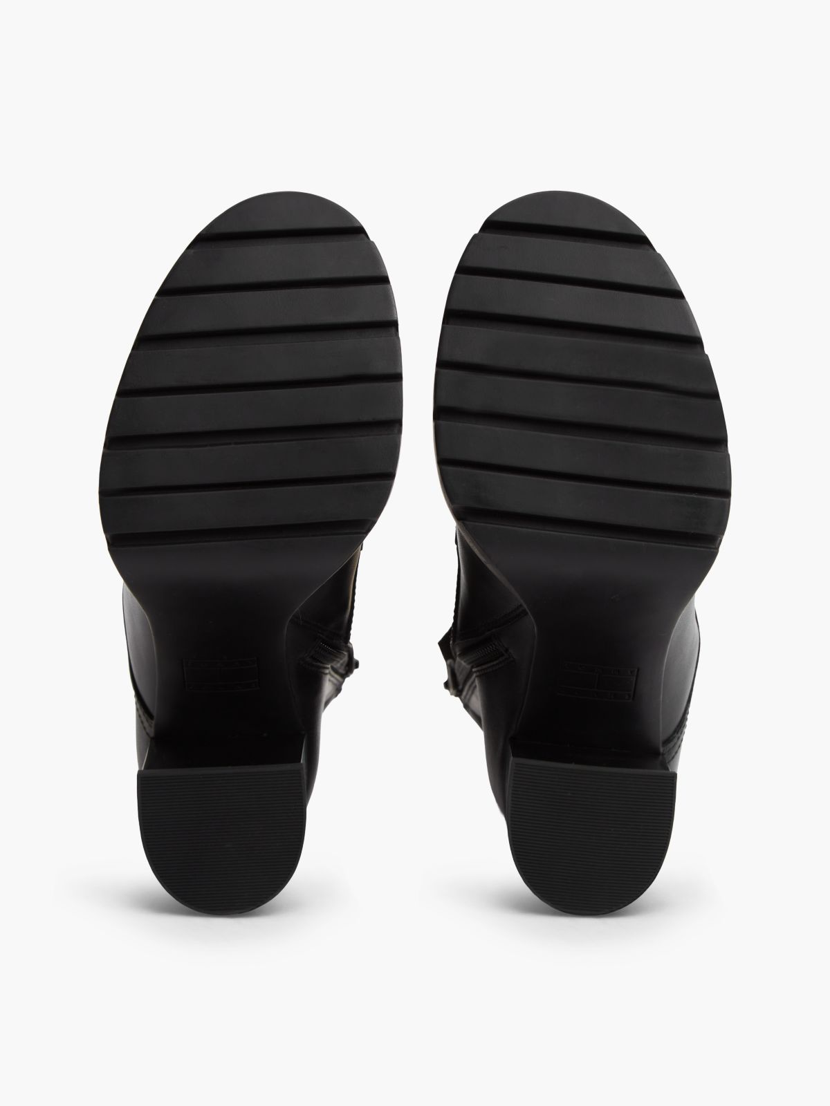 Leather High Block Heel Lace-Up Boots — Black