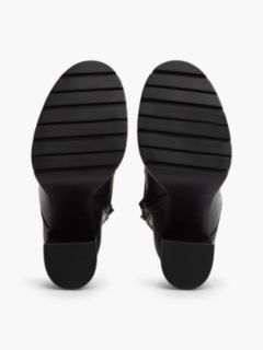 Leather High Block Heel Lace-Up Boots — Black 5