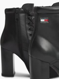Leather High Block Heel Lace-Up Boots — Black 6
